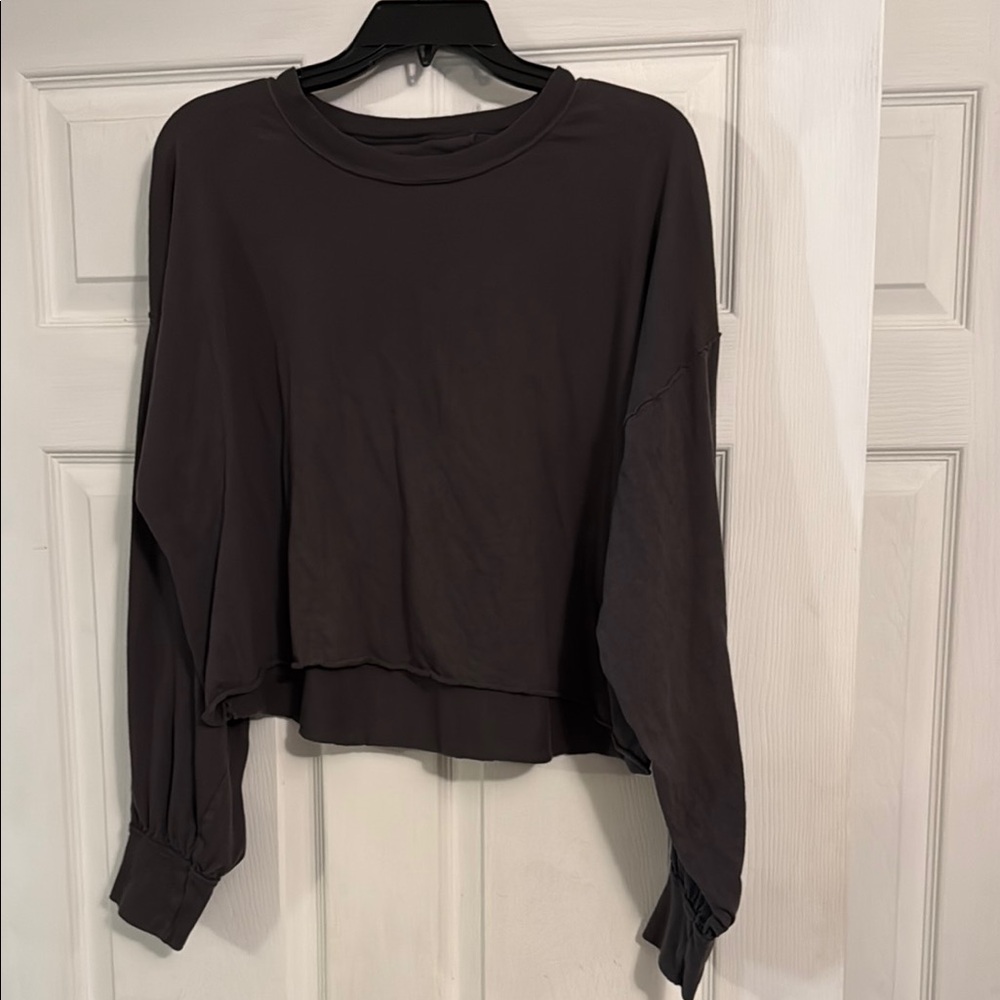 We The Free Gray Relaxed Crop Sweatshirt
